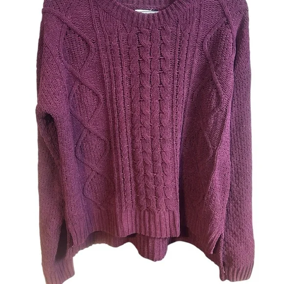So Women's Cable Knit Sweater - Plum - Picture 1 of 3